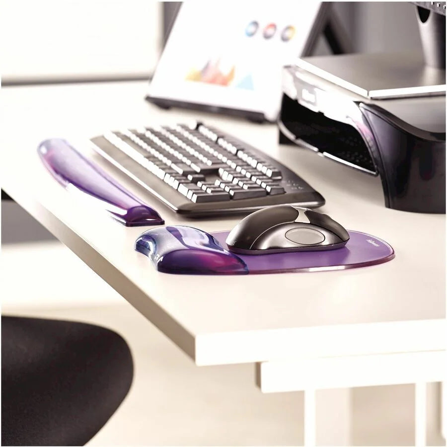 Fellowes Crystals Gel Mousepad/Wrist Rest - Purple Stain Resistant & Skid Proof - Mouse Pads Wrist Rests