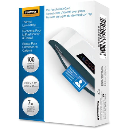 Fellowes Glossy Thermal Laminating Pouches - 3.88’’ x 7 mil - Clear - 100/Pack - Supplies