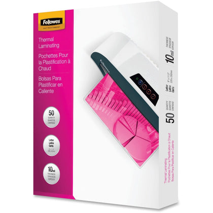 Fellowes Letter-Size Laminating Pouches: 9’’ x 10 mil Glossy Durable - 50/Pack - Supplies