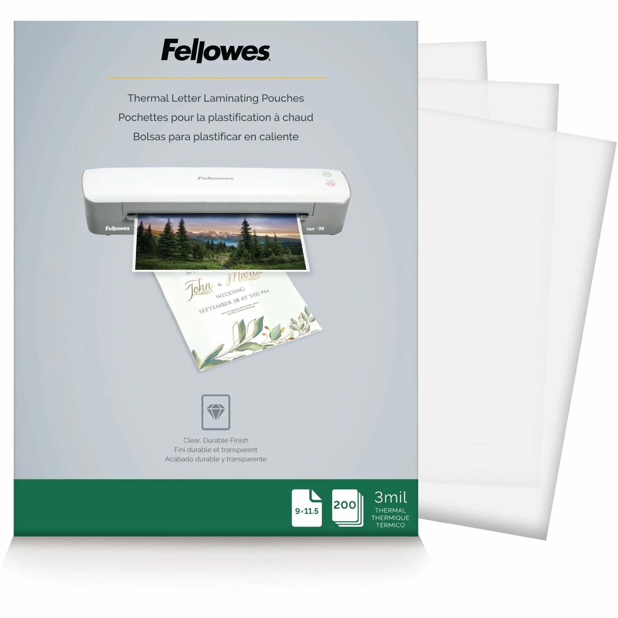 Fellowes Letter-Size Laminating Pouches - Clear Durable 3 mil Thickness - 200 Pack - Supplies