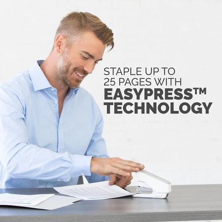 Fellowes LX840 EasyPress Stapler: White Holds Up to 105 Staples - Staplers