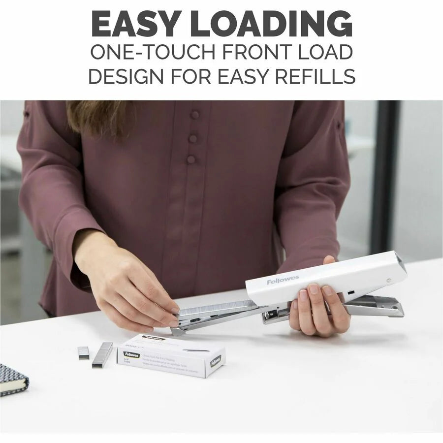 Fellowes LX890 Handheld Plier Stapler - Staples Up to 40 Sheets - White Metal - Staplers