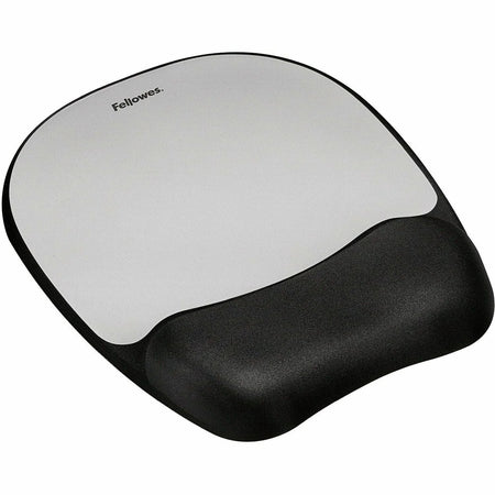 Fellowes Memory Foam Mouse Pad/Wrist Rest - Silver Streak - Ergonomic Support - Pads & Wrist Rests