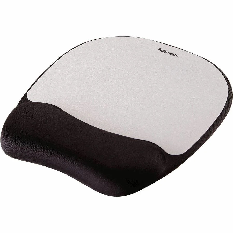 Fellowes Memory Foam Mouse Pad/Wrist Rest - Silver Streak - Ergonomic Support - Pads & Wrist Rests