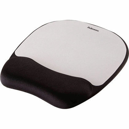 Fellowes Memory Foam Mouse Pad/Wrist Rest - Silver Streak - Ergonomic Support - Pads & Wrist Rests