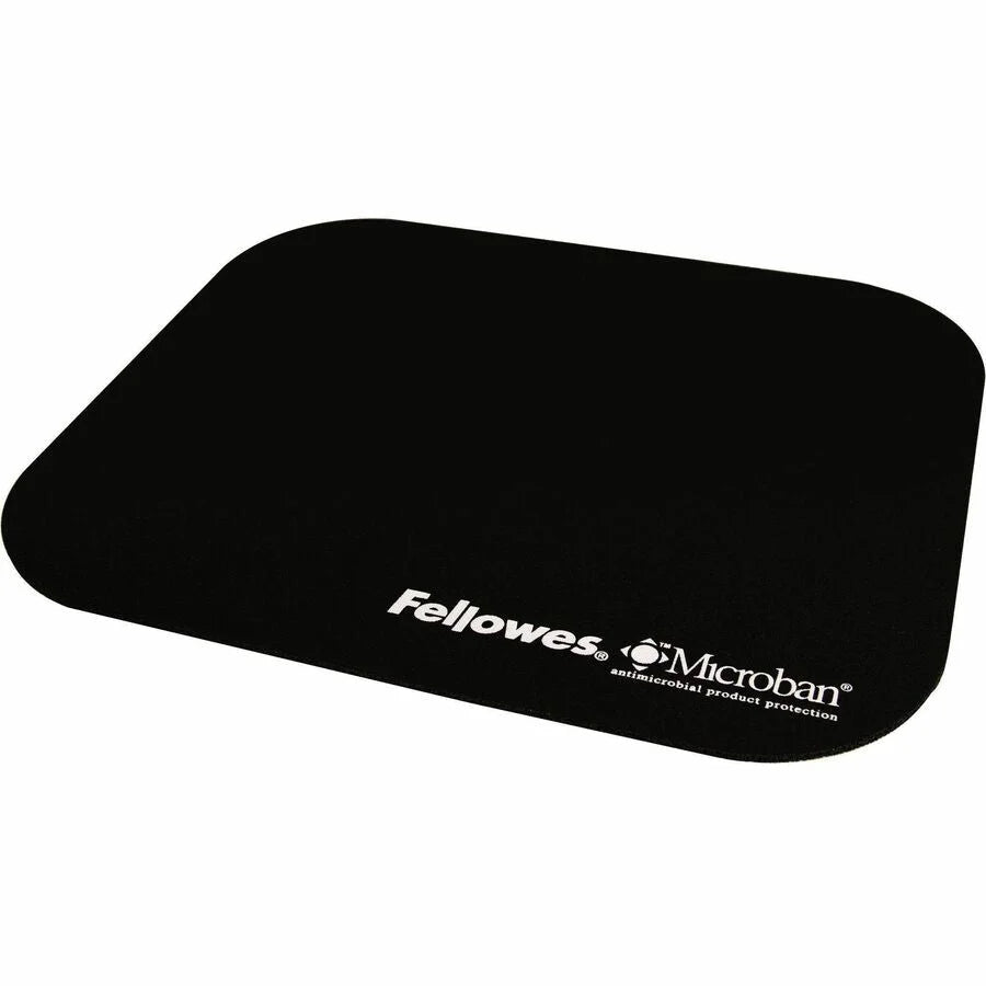 Fellowes Microban Mouse Pad: Tear Resistant Skid Proof - Black Rubber - TAA Compliant - Pads & Wrist Rests