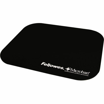 Fellowes Microban Mouse Pad: Tear Resistant Skid Proof - Black Rubber - TAA Compliant - Pads & Wrist Rests