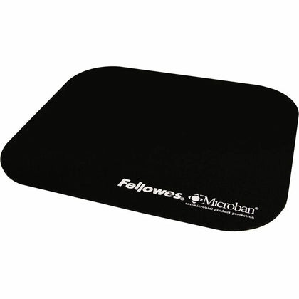 Fellowes Microban Mouse Pad: Tear Resistant Skid Proof - Black Rubber - TAA Compliant - Pads & Wrist Rests