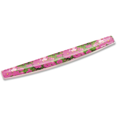 Fellowes Microban Photo Gel Keyboard Wrist Rest - Pink Flowers - Stain Resistant Skid Proof - Mouse Pads & Rests