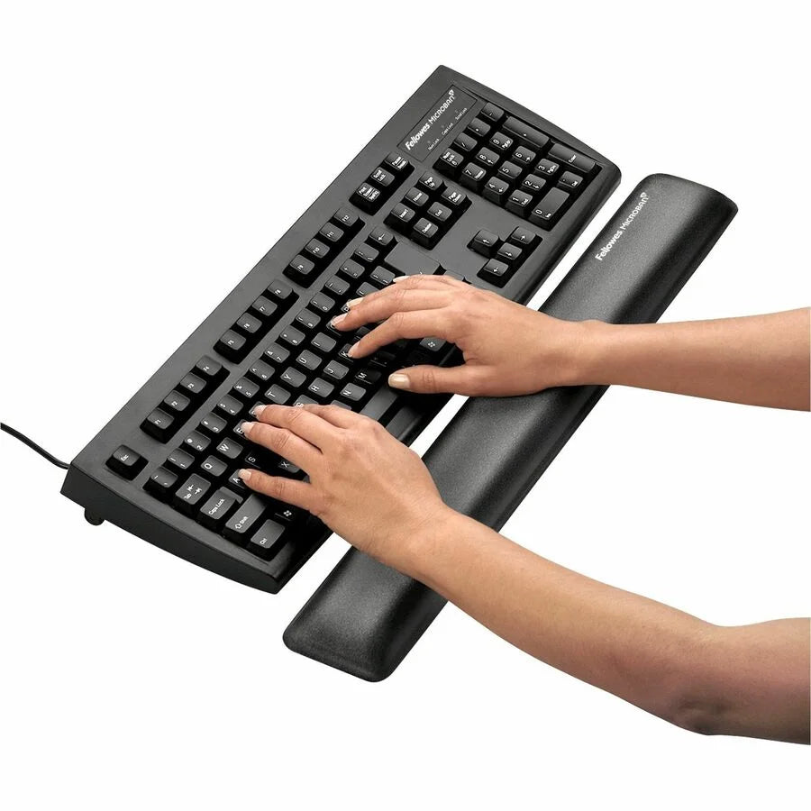 Fellowes Microban Wrist Support: Graphite Gel/Polyester Wear & Tear Resistant - Mouse Pads Rests
