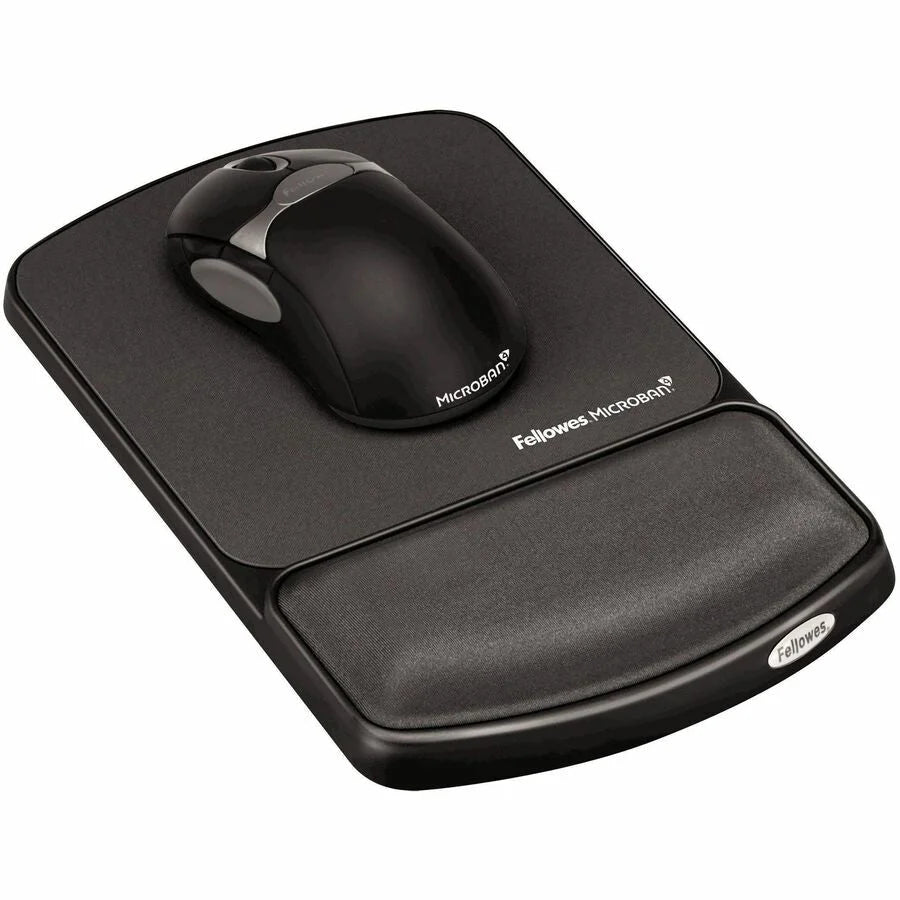 Fellowes Mouse Pad with Microban Protection - Graphite Gel Wrist Support - Pads & Rests