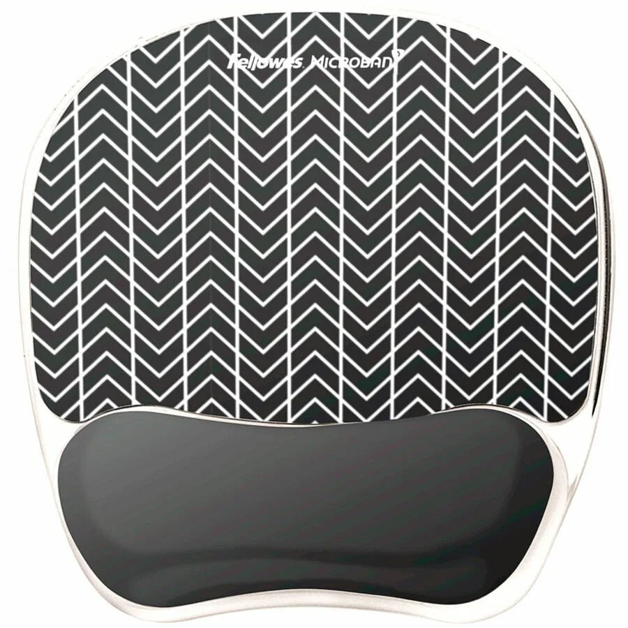 Fellowes Photo Gel Mouse Pad with Wrist Rest - Chevron Design - Stain Resistant - 9.25’’ x 7.88’’ - Pads & Rests