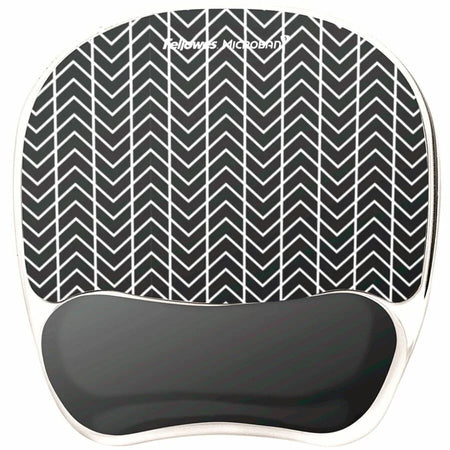 Fellowes Photo Gel Mouse Pad with Wrist Rest - Chevron Design - Stain Resistant - 9.25’’ x 7.88’’ - Pads & Rests
