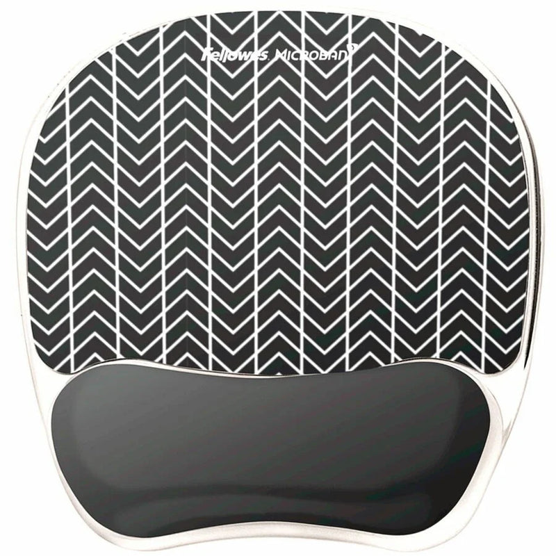 Fellowes Photo Gel Mouse Pad with Wrist Rest - Chevron Design - Stain Resistant - 9.25’’ x 7.88’’ - Pads & Rests