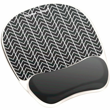 Fellowes Photo Gel Mouse Pad with Wrist Rest - Chevron Design - Stain Resistant - 9.25’’ x 7.88’’ - Pads & Rests