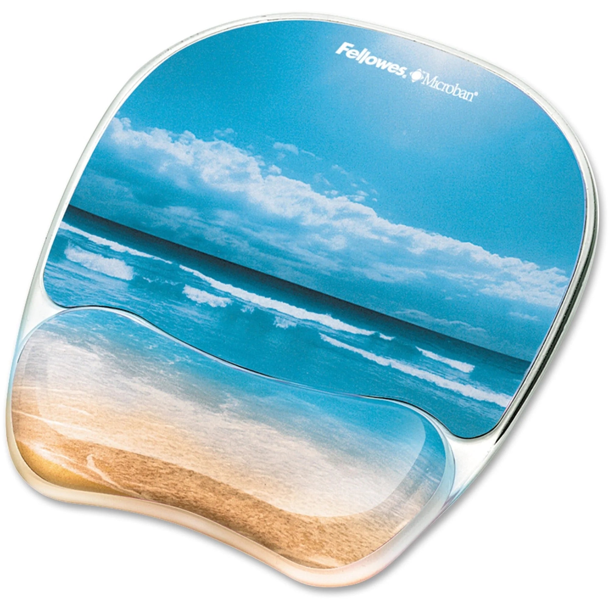 Fellowes Photo Gel Mouse Pad & Wrist Rest with Microban - Sandy Beach - Multicolor Stain Resistant Skid Proof - Pads