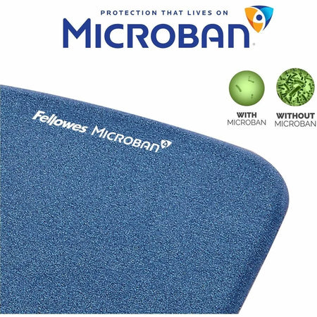 Fellowes PlushTouch Microban Mouse Pad Wrist Rest - Blue - Tear & Wear Resistant - Pads Rests