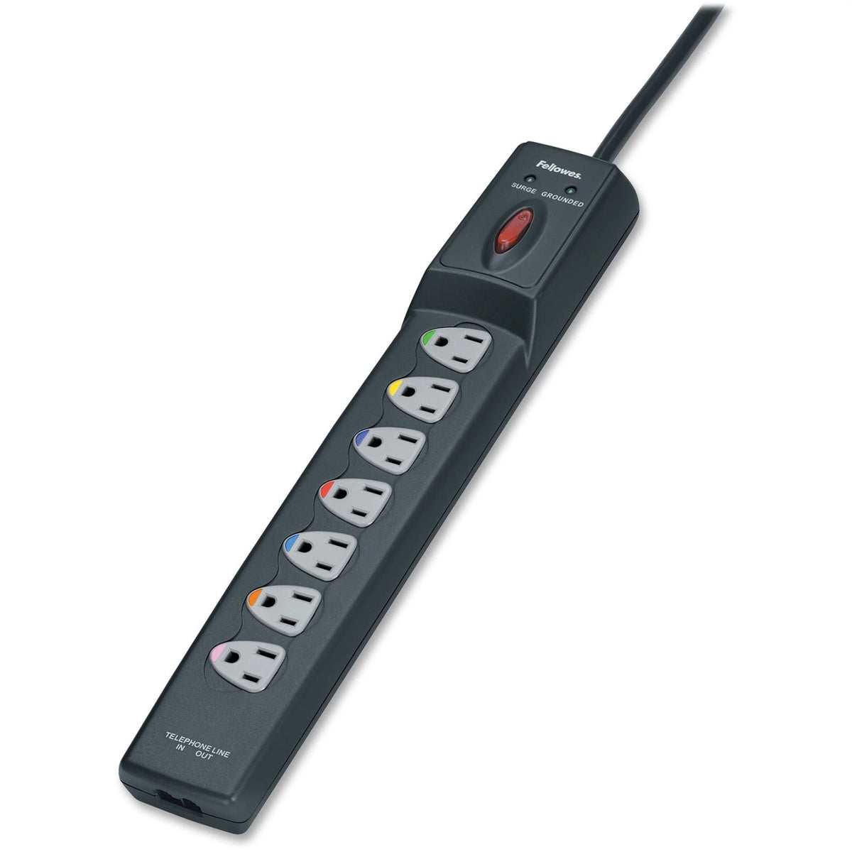 Fellowes Power Guard Surge Protector: 7 Outlets 1600J Phone/DSL 12ft - Cords & Protectors