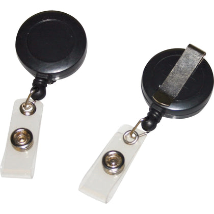 Fellowes Retractable ID Holder: Black 4.5’’ Height - 25/Box - Badges & Supplies
