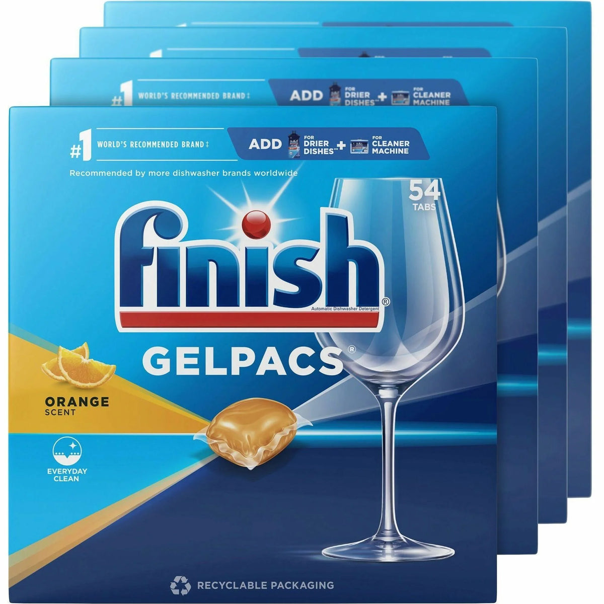 Finish All-in-1 Detergent Gelpacs - Multipurpose Orange Scent - 54/Box - Dish/Dishwasher Detergents
