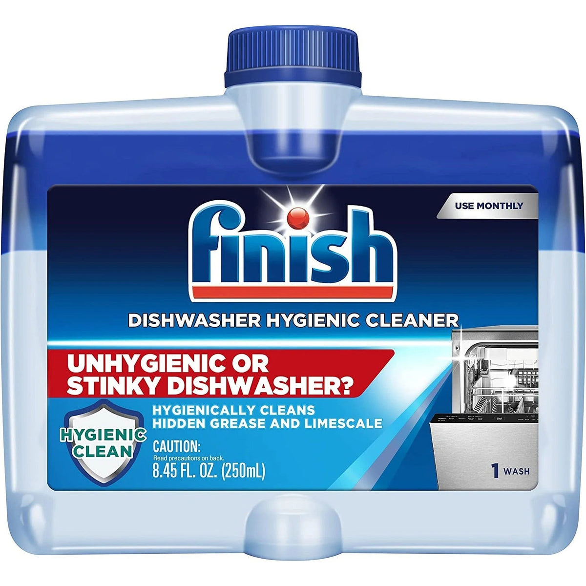 Finish Liquid Dishwasher Cleaner - 8.5 fl oz - Light Blue - 6/Carton - Dish/Dishwasher Detergents