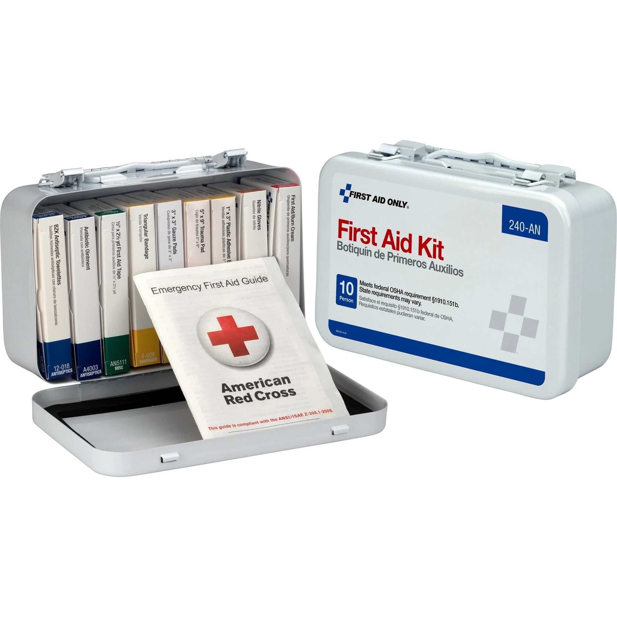 First Aid Only 10-Unit ANSI 64-Piece Kit - Metal Case - Kits