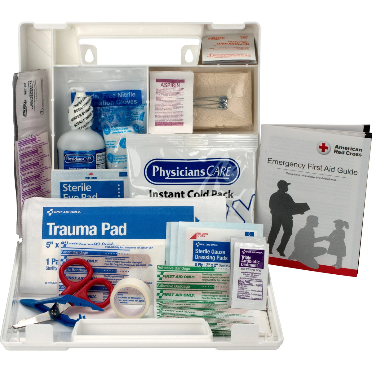 First Aid Only 25 Person Bulk Kit - 107 x Piece(s) - 2.5’’ Height 8.4’’ Width 9’’ Depth Length - Plastic Case - 1 Each