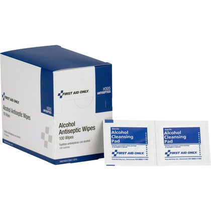First Aid Only Alcohol Cleansing Pads - 100/Box: Sterile Wipes - Wound Care