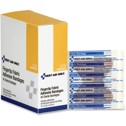 First Aid Only Fabric Adhesive Bandages - White - 40/Box - & Wraps