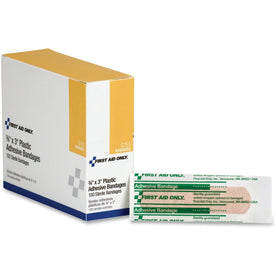 First Aid Only Plastic Adhesive Bandage - 0.75’’ x 3’’ - White Vinyl - Bandages & Wraps