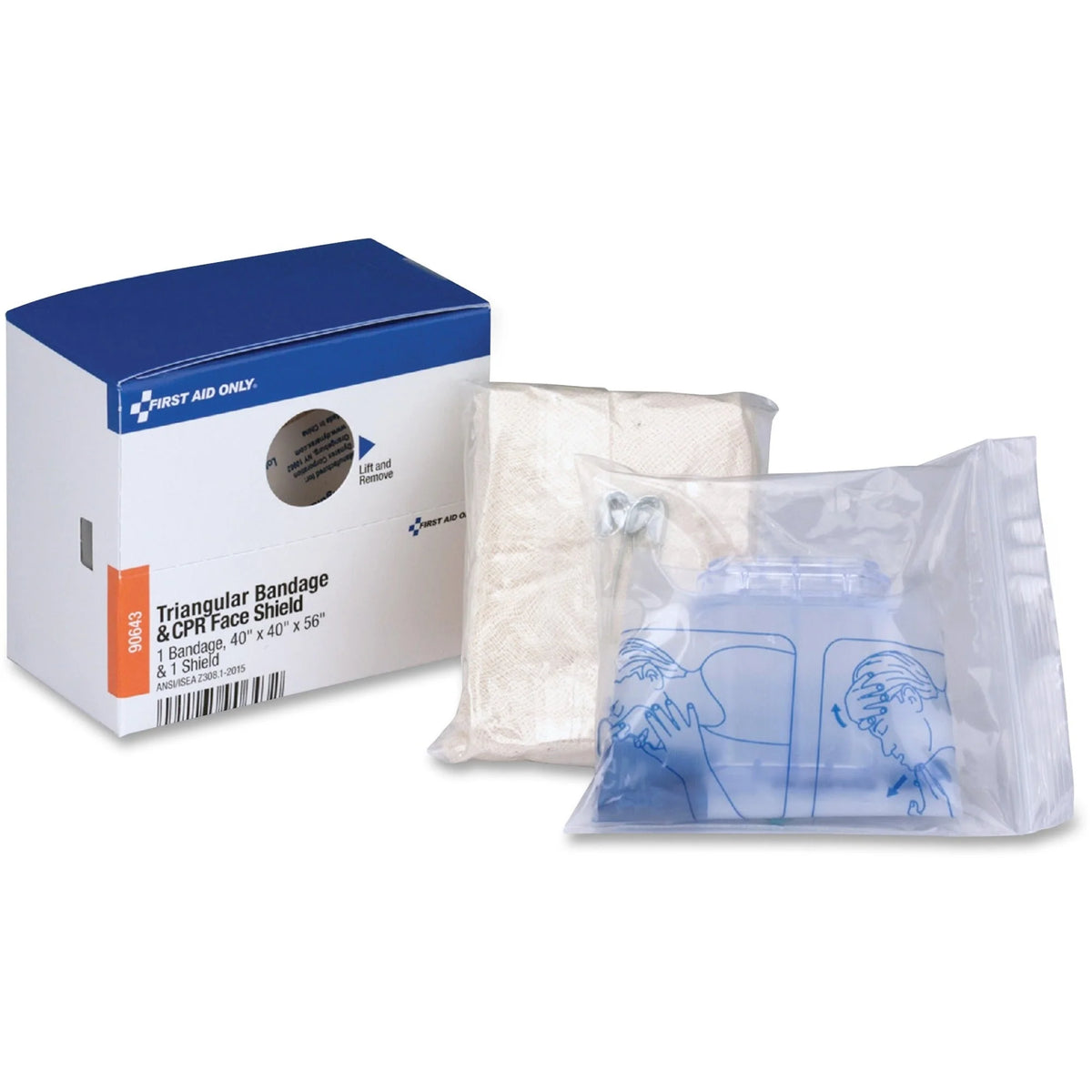 First Aid Only Triangular Bandage & CPR Face Shield Kit - Masks