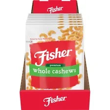 Fisher Premium Whole Cashews - Sea Salt Flavor - 5 oz Bag - 6 Carton - Snacks