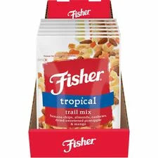Fisher Tropical Trail Mix: No Artificial Color Resealable Bag - 6 Carton Pack - Snacks