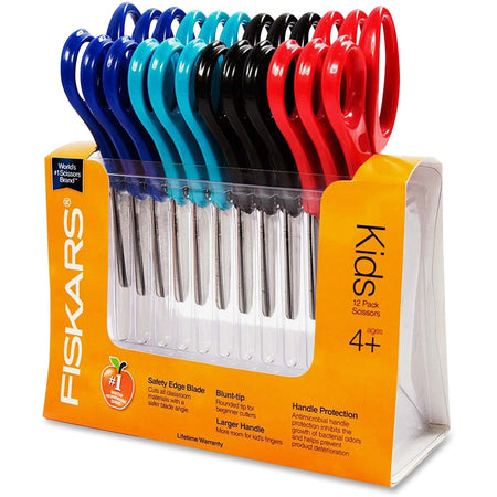 Fiskars Kids Scissors: Blunt-tip Stainless Steel Blade - 12 Pack - Kid Scissors