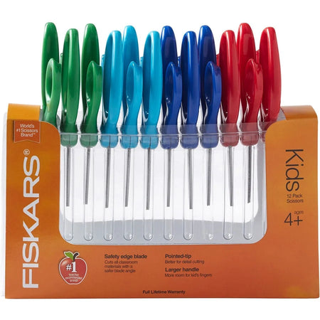 Fiskars Kids Scissors: Blunt-tip Stainless Steel Blade - 12 Pack - Kid Scissors