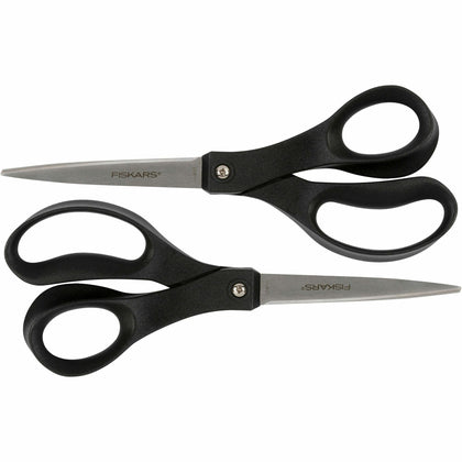 Fiskars Recycled All-purpose Scissors: Stainless Steel Straight Tip Black - 2 Pack - Scissors