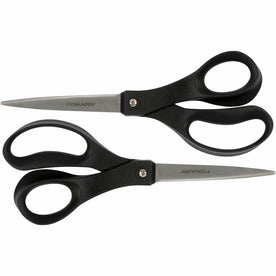 Fiskars Recycled All-purpose Scissors: Stainless Steel Straight Tip Black - 2 Pack - Scissors