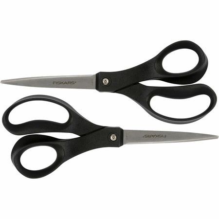 Fiskars Recycled All-purpose Scissors: Stainless Steel Straight Tip Black - 2 Pack - Scissors