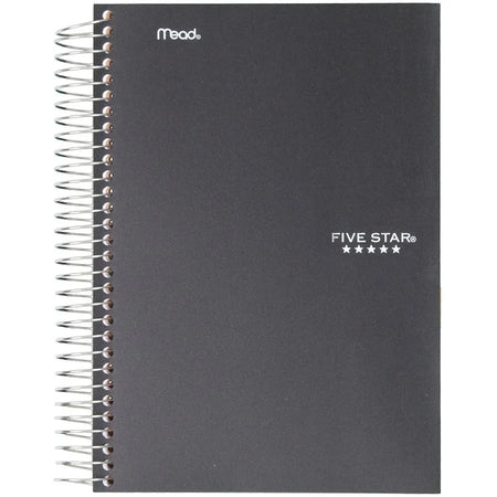 Five Star 5-Subject Notebook: College Ruled Wire Bound 6’’ x 9 1/2’’ - White Paper Plastic Cover - Pocket Divider