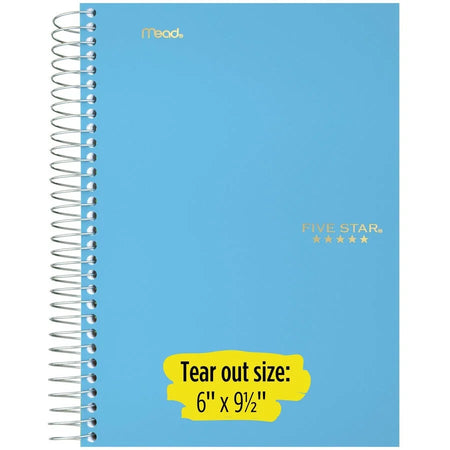 Five Star 5-Subject Notebook: College Ruled Wire Bound 6’’ x 9 1/2’’ - White Paper Plastic Cover - Pocket Divider