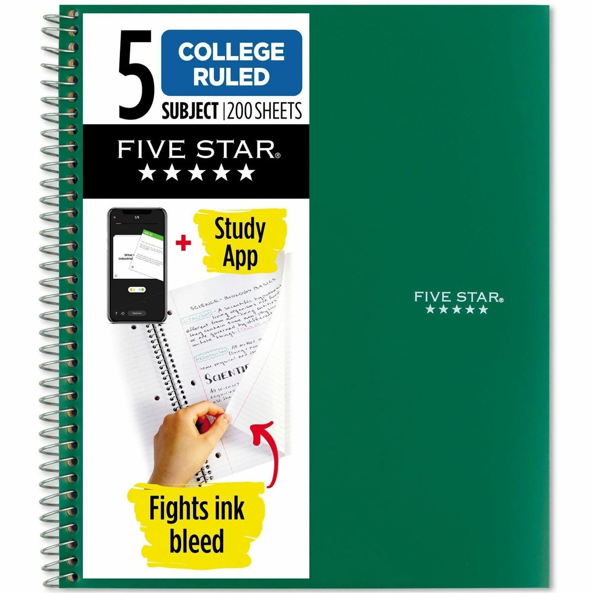 Five Star Wirebound College Rule 5 - subject Notebook - Letter - 200 Sheets - Wire Bound - Ruled Front Ruling