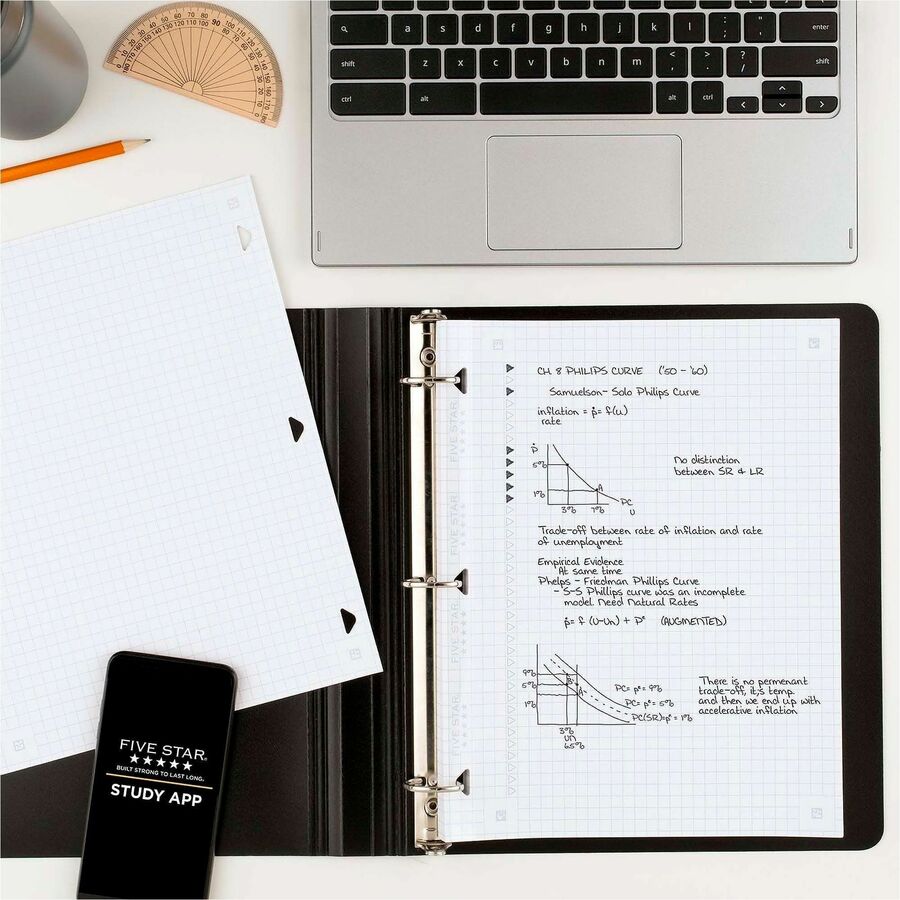 Five Star Reinforced Graph-Ruled Filler Paper - 80 Pages - Ruled Margin - Letter - 8 1/2’’ x 11’’ Sheet Size - White