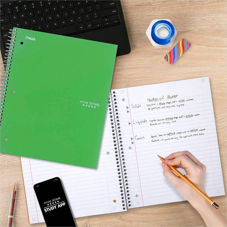 Five Star Five-subject Notebook - 200 Sheets - Wire Bound - 8’’ x 10 1/2’’ Sheet Size - Assorted Plastic Cover