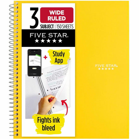 Five Star Three-Subject Notebook: 150 Sheets Wire Bound 8’’ x 10 1/2’’ Assorted Plastic Cover - Notebooks