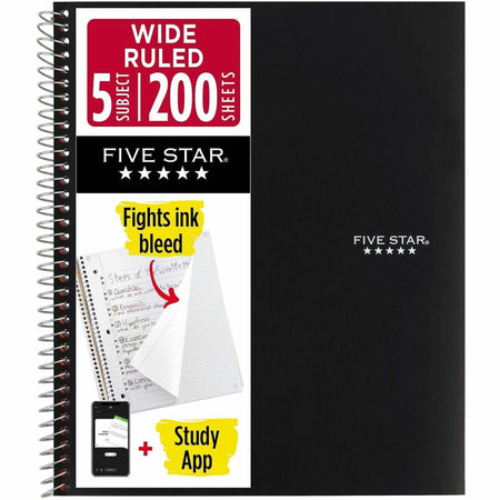 Five Star Wirebound Black 5-subject Notebook - 2000