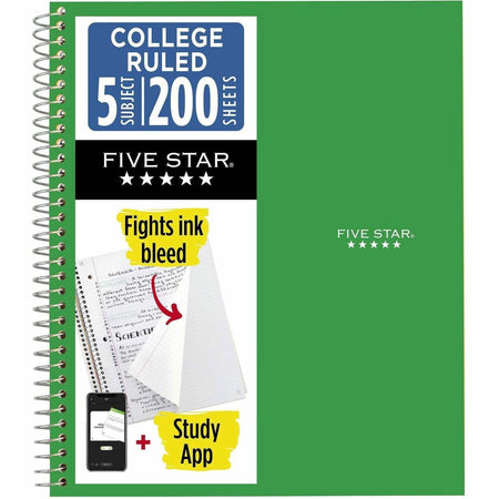 Five Star Wirebound College Rule 5 - subject Notebook - Letter - 200 Sheets - Wire Bound - Ruled Front Ruling