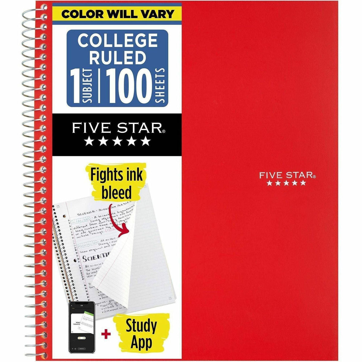 Five Star Wirebound Notebooks - 100 Sheets - Wire Bound - 11’’ x 8 1/2’’ Sheet Size - White Paper - Assorted Cover