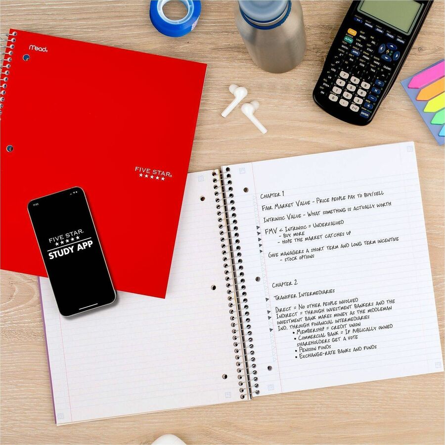 Five Star Wirebound Notebooks - 100 Sheets - Wire Bound - 11’’ x 8 1/2’’ Sheet Size - White Paper - Assorted Cover