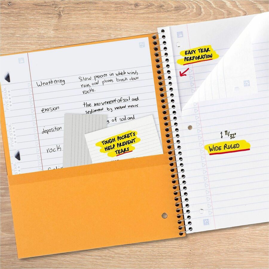Five Star Wirebound Wide Rule 1-Subject Notebook - 100 Sheets - Wire Bound - Ruled Front Ruling - 8’’ x 10 1/2’’ Sheet