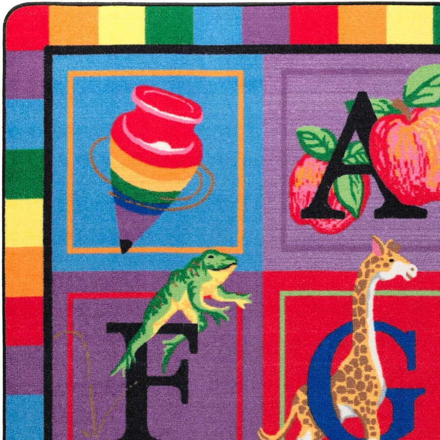 Flagship Carpets ABC Blocks Alphabet Rug - Educational 12ft x 90’’ Multicolor Nylon - Rugs & Mats